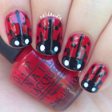 how to ladybug nail art