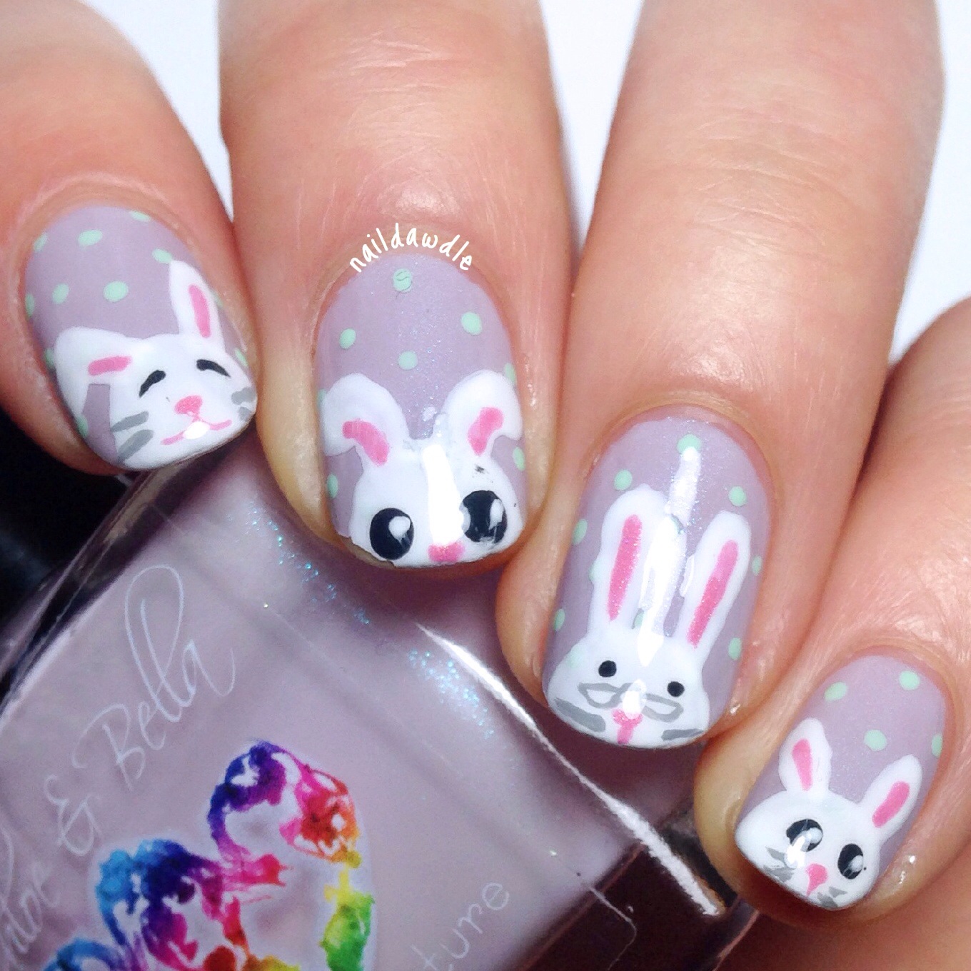 NAIL ART: Muted Pastel Easter Bunny Nails - Prairie Beauty